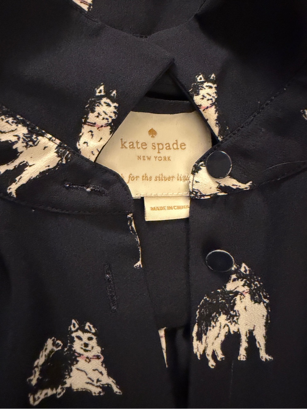 Kate Spade New York Husky Dog Print Button Front Dress Navy Women’s M - Picture 4 of 6
